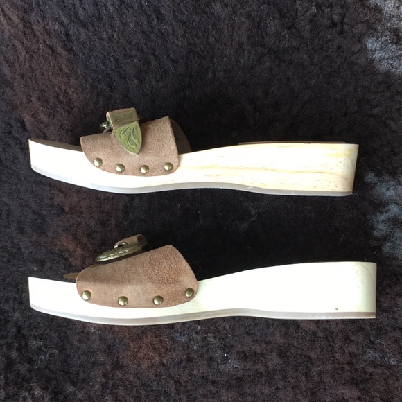 Free People Westtown Slide wood slide chunky sandals size 8 - Picture 5 of 11